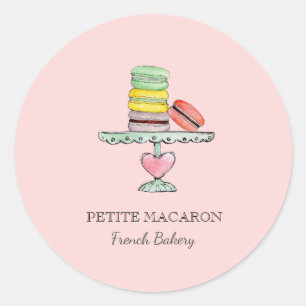 Cute Watercolor Macarons rosa bakverk Runt Klistermärke