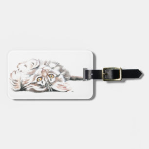 Cute Watercolor Maine Coon Kattunge Bagagebricka
