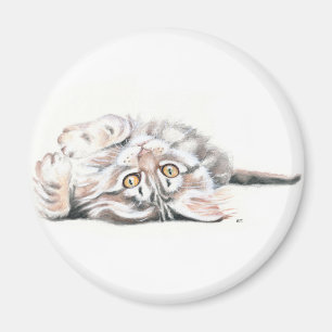 Cute Watercolor Maine Coon Kattunge Magnet