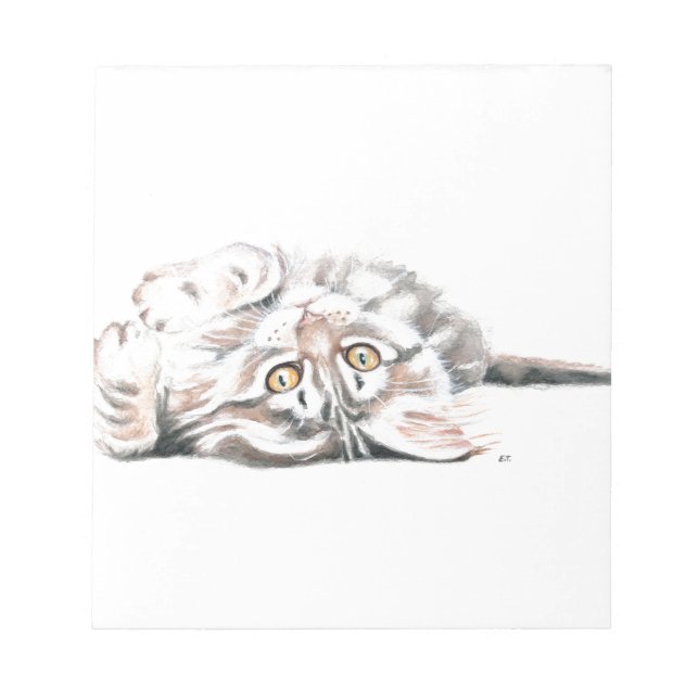 Cute Watercolor Maine Coon Kitty Anteckningsblock (Framsida)