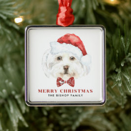 Cute Watercolor Maltese Santa God jul Julgransprydnad Metall