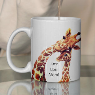 Cute Watercolor Mamma & Baby Giraffe Mors dag Kaffemugg