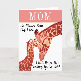 Cute Watercolor Mamma och Baby Giraffe Mors dag Helgkort