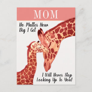 Cute Watercolor Mamma och Baby Giraffes Mors dag Vykort