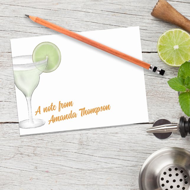 Cute Watercolor Margarita Cocktails Personlig Post-it Block (Cute post it note with watercolor margarita cocktail)