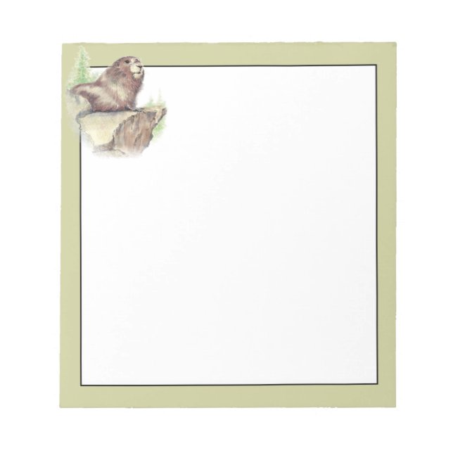Cute Watercolor Marmot Animal Anteckningsblock (Framsida)