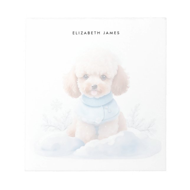 Cute Watercolor MiniApricot Pudel Puppy Hund Anteckningsblock (Framsida)