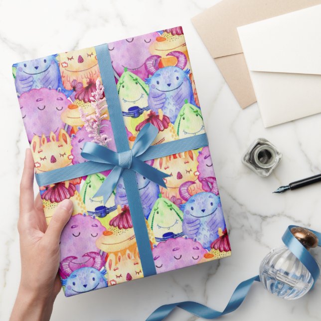 Cute Watercolor Monsters Presentpapper (Gifting)