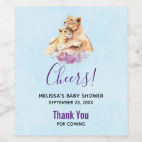 Cute Watercolor Mor Lejon & Unge Baby Shower