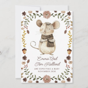 Cute Watercolor Mouse-Gravid Meddelande