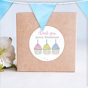 Cute Watercolor Muffinss Whimsical Tack Runt Klistermärke
