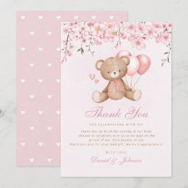 Cute Watercolor Nalle Baby Shower Tack Inbjudningar