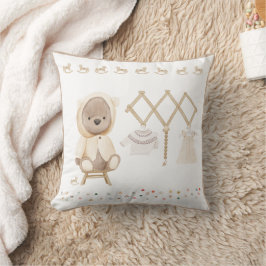 Cute Watercolor Nalle Nursery Decor Kudde