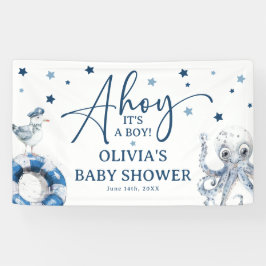 Cute Watercolor Nautical Boy Baby Shower