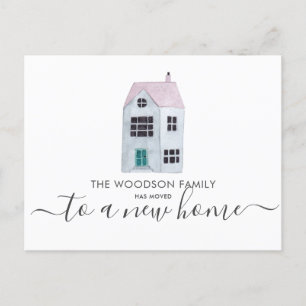 Cute Watercolor New Home Flytta Change of Adress Meddelande Vykort