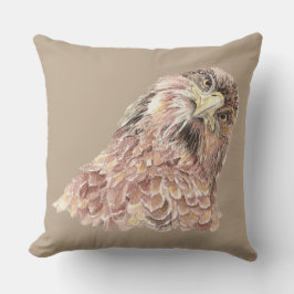 Cute Watercolor Nyfikna Hawk Tittar dig Bird Kudde