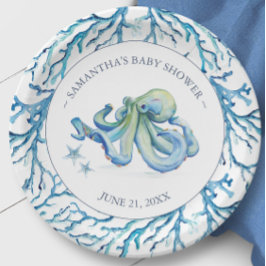 Cute Watercolor Octopus Personlig Papprare Tallrik