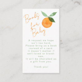 Cute Watercolor Orange Books For Baby Shower Tilläggskort