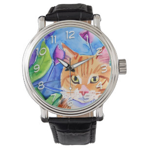 Cute Watercolor Orange Cat Armbandsur