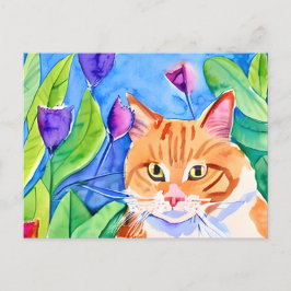 Cute Watercolor Orange Cat | Bevarande av Touch Vykort