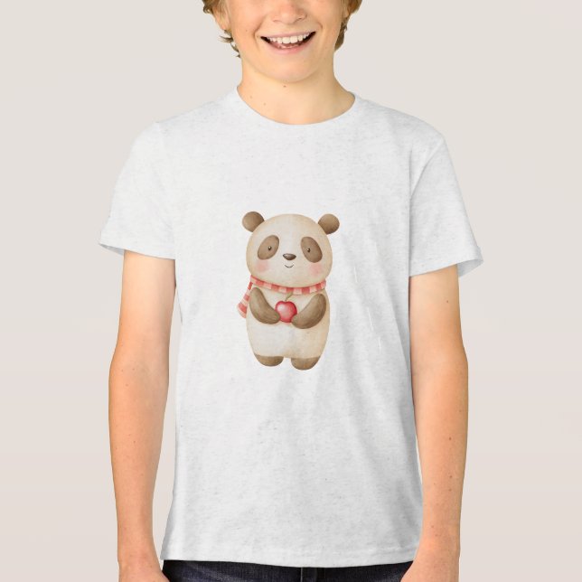Cute Watercolor Panda Nursery Animal Illustration T Shirt (Framsida)
