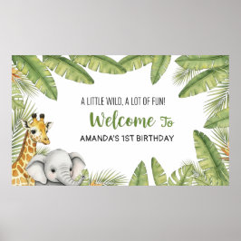 Cute Watercolor Party Animals Birthday Poster