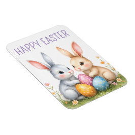 Cute Watercolor Påskhare Glad påsk Magnet