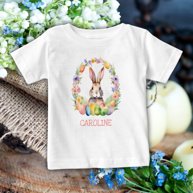 Cute Watercolor Påskhare Namn T Shirt (Skapare uppladdad)