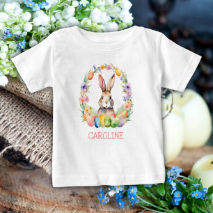 Cute Watercolor Påskhare Namn T Shirt