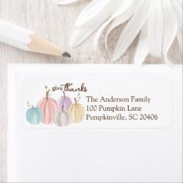 Cute Watercolor Pastel Pumpkin Ge Tack Returadress Etikett