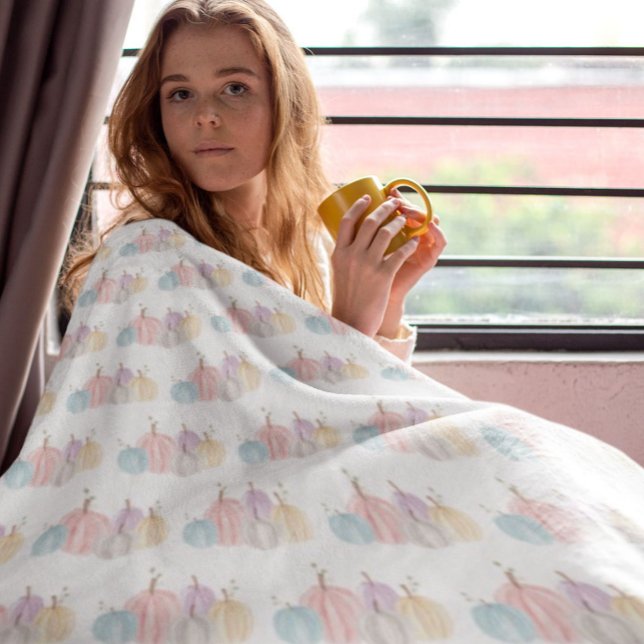 Cute Watercolor Pastel Pumpkins Fleecefilt (Skapare uppladdad)