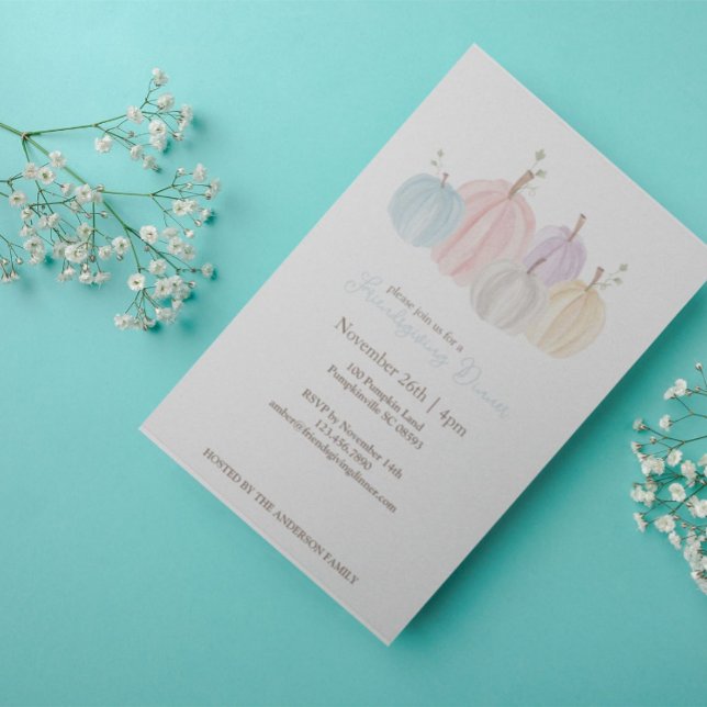 Cute Watercolor Pastel Pumpkins Thanksgiving Inbjudningar (Skapare uppladdad)