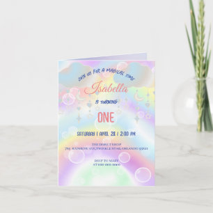 Cute Watercolor pastel Unicorns Rainbow Birthday Inbjudan