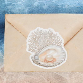 Cute Watercolor Peachy Oysters Pearls Girly Klistermärken
