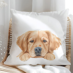Cute Watercolor Peeking Golden Personlig Kudde
