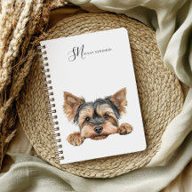 Cute Watercolor Peeking Yorkie Personlig