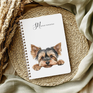 Cute Watercolor Peeking Yorkie Personlig Anteckningsbok