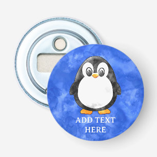 Cute Watercolor Penguin Blue Flasköppnare