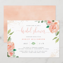 Cute Watercolor Peonies & Eucalyptus Möhippa Inbjudningar
