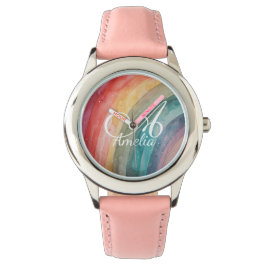 Cute Watercolor Personalized Rainbow  Armbandsur