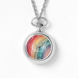 Cute Watercolor Personalized Rainbow Necklace   Armbandsur