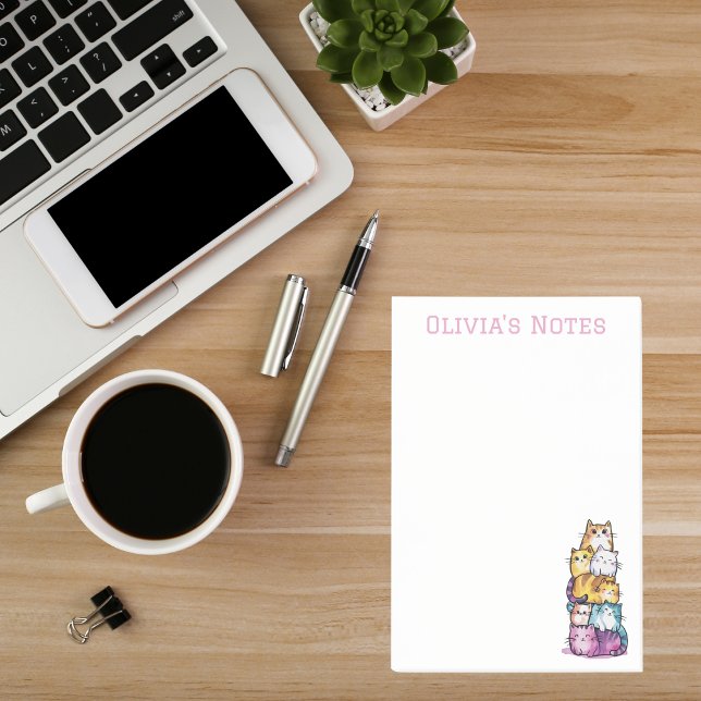 Cute Watercolor Personlig Cat Lovers Roligt Post-it Block (Skapare uppladdad)