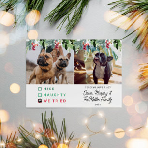 Cute Watercolor Pet Photo jul Julkort