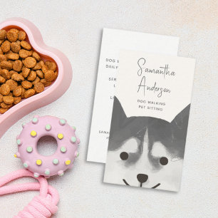 Cute Watercolor Pet Sitter Dog Walker Groomer Visitkort