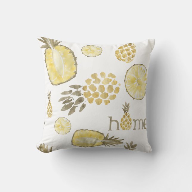 Cute Watercolor Pineapple Dekorativ kudde (Framsida)