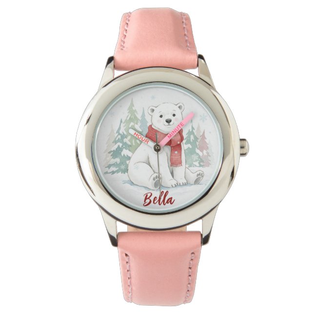 Cute watercolor Polar Bear Armbandsur (Framsida)