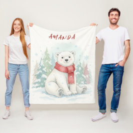Cute watercolor Polar Bear Winter  Fleecefilt