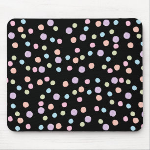 Cute Watercolor Polka Dot Colorful Black Mönster Musmatta