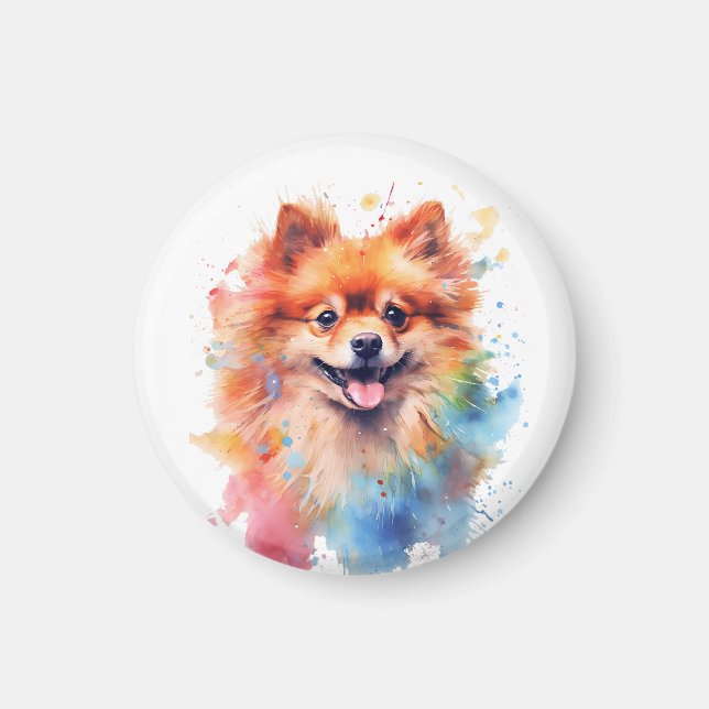 Cute Watercolor Pommern Hund Magnet (Framsidan)