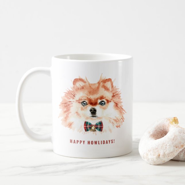 Cute Watercolor Pommern Hund Pet-jul Kaffemugg (Med munk)
